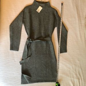 Gray sweater dress with dolman sleeve
